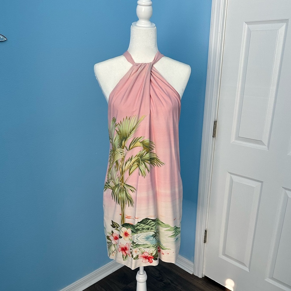 Tommy Bahama Artist Series Perfect Paradise Silk Halter Dress